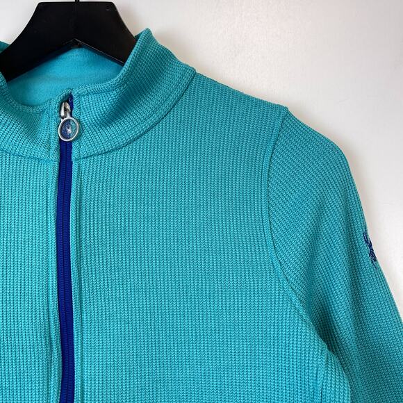 Spyder Girls L 14/16 Fleece Blue Full Zip Jacket Knit - Picture 3 of 11